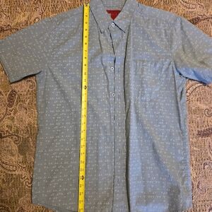 Men's Blue Patterned Short Sleeve Shirt